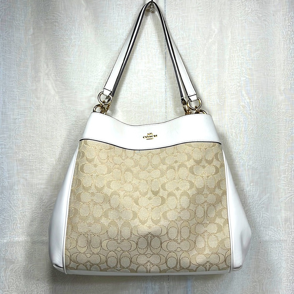 Coach Lexy Shoulder Bag in Signature Khaki/Chalk, good used condition